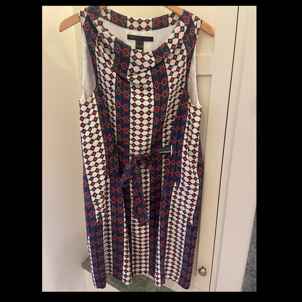 Marc by Marc Jacobs Silk Geometric Print Sheath Dress Size Pre-owned Size L